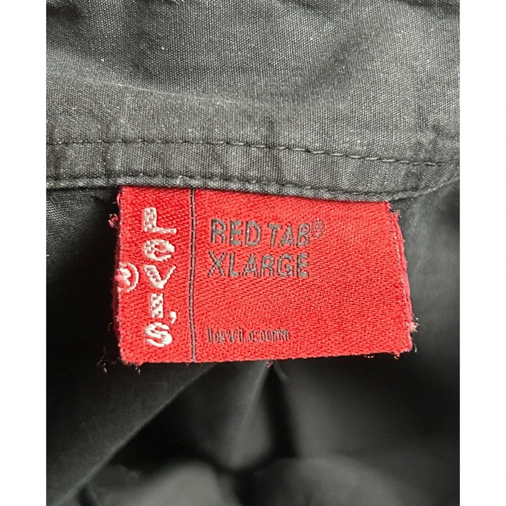 Levis Red Tab Mens XL Black Embroidered Western Shirt Long Sleeve Button Up